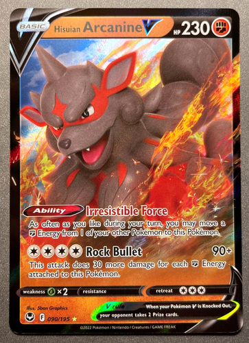 Hisuian Arcanine V 090/195 - Silver Tempest - Carta Pokemon Ultra Rara Olografica