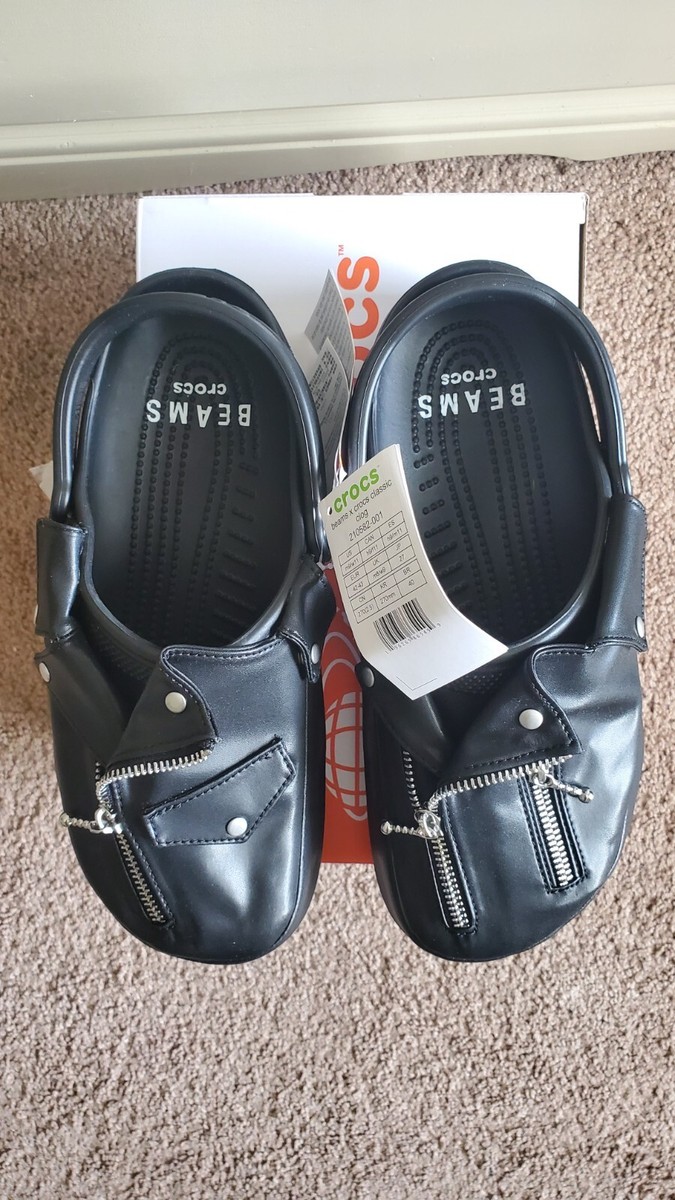 NEW Crocs x Beams Classic Clog Black Leather Riders Jacket NEW Crocs x Beams Classic Clog Black Leather Riders Jacket
