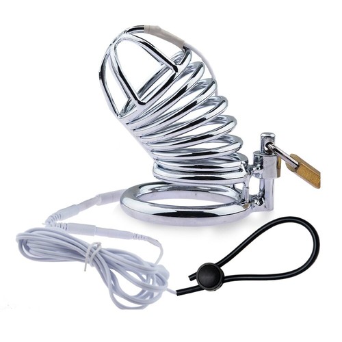 Schock Männlich Keuschheitsgerät Gürtel E-Stim Lock Ring Käfig Bondage Männer Trainer Stecker - Bild 28 von 43