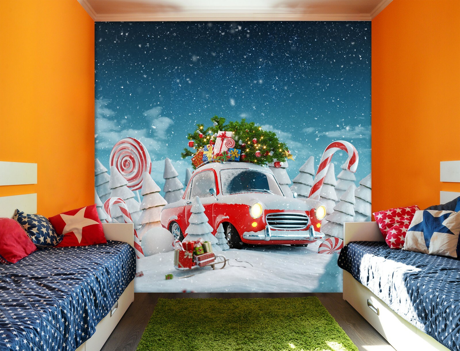 3D Christmas Lollipop A12 Transport Wallpaper Mural Self-adhesive Removable Zoe