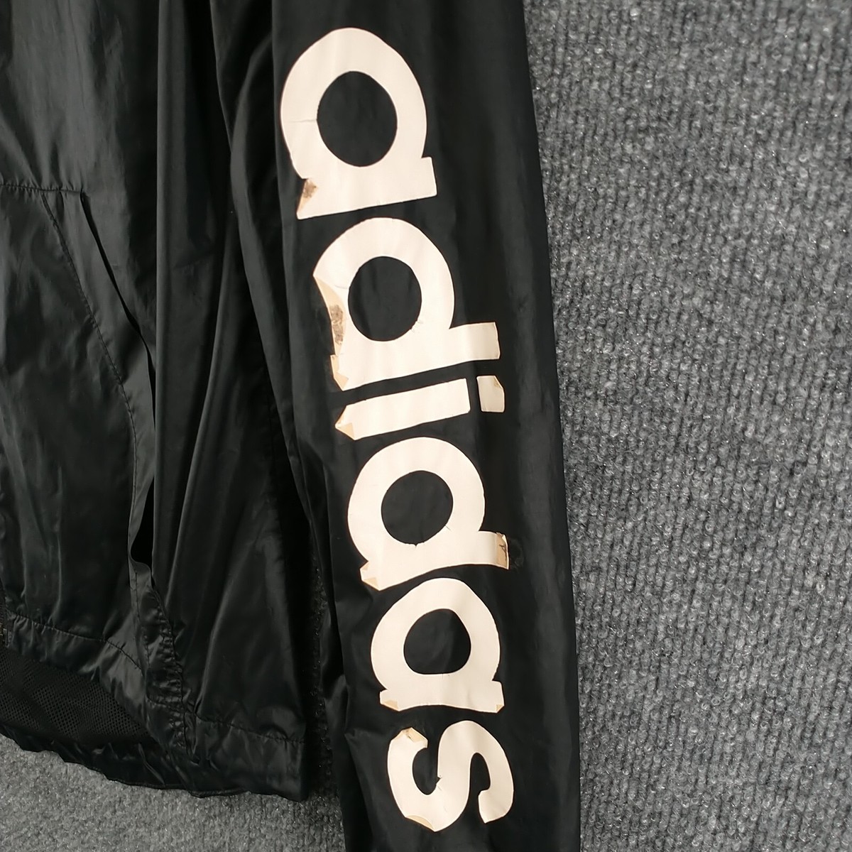 Adidas Mens Full Zip Hooded Windbreaker Jacket Black XS