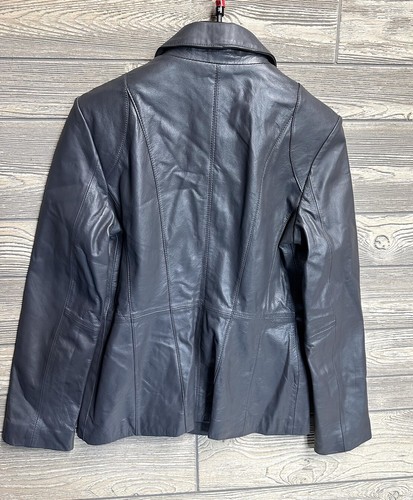 Neiman Marcus Exclusive Women's Gray Leather Jacket Size Medium RN 79675 - Picture 3 of 11