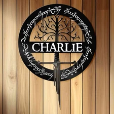 Custom Lord Of The Rings Metal Sign, Lord of the Rings Sworn Decor, Narsil LOTR