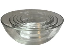 DURALEX Nesting Graduated Clear Glass Bowl Set Of 6 Piece Food Prep France