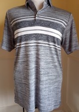 Hart Schaffner Marx Polo Shirt Mens Large Gray White Striped Short Sleeve