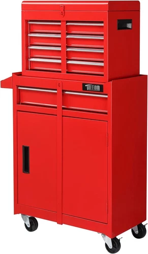 Rolling Tool Chest Storage Cabinet Mechanic Tool Organizer Box with Drawers Red
