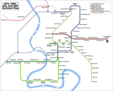 Bangkok Thailand Mass Transit Transportation Rail Bus Metro Map Poster Print