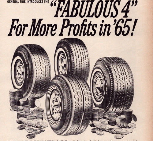 1965 General Tire Print Ad Fabulous Four Jet Special Jet Air Safety Jet Dual 90