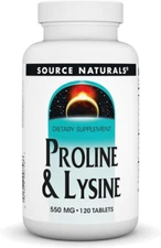Source Naturals Proline & Lysine, 550 mg - 120 Tablets 120 Count (Pack of 1)