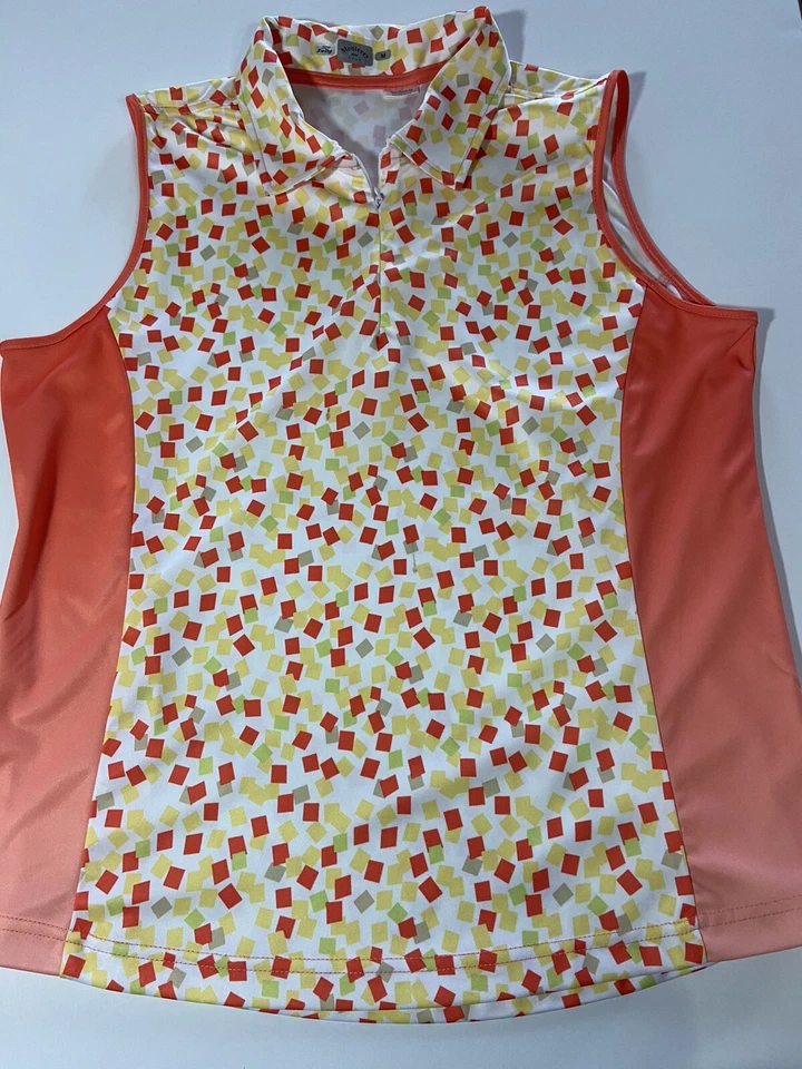 Monterey Club Dry Swing Womens M Sleeveless Polo Collar Orange Sherbet 1/4 Zip - Изображение 2 из 4