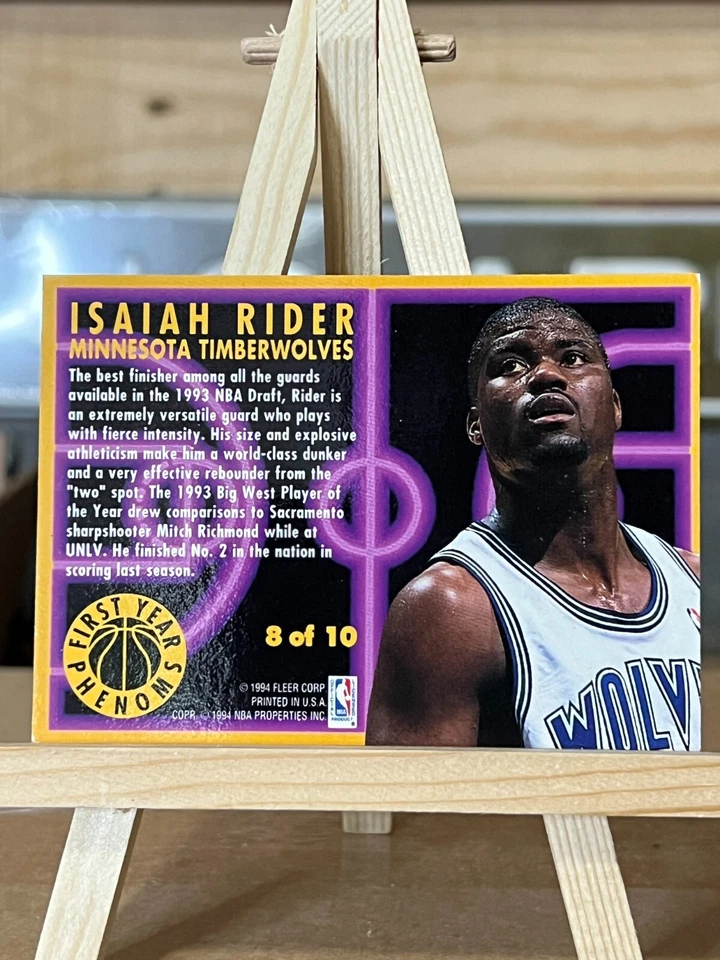 Isaiah Rider 1993-94 Fleer First Year Phenoms - Image 2 of 2