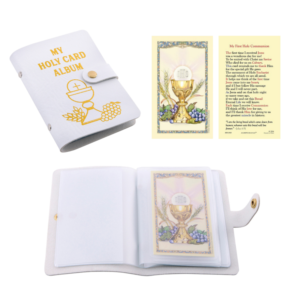 NEW First Communion Eucharist Gift Holy Prayer Card Holder Book White Boy  Girl