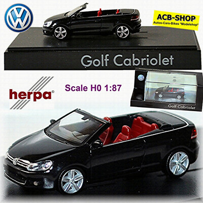 VW Golf VI Cabrio 4. Generation 2011-16 deepblack-perleffekt metallic 1:87 Herpa