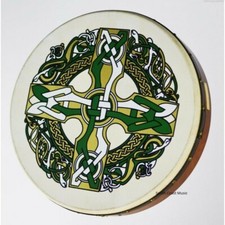 GAELIC CROSS Waltons 18 Inch Celtic Bodhran Irish Hand Drum Pack
