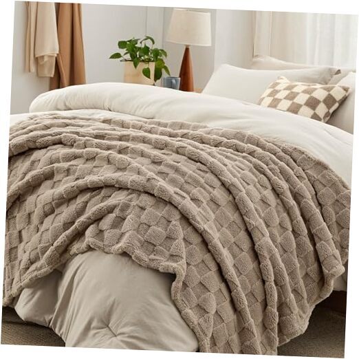 Comforter Set 5 Pieces - Bed in a Bag with Throw Plaid Queen 01 - Linen-image