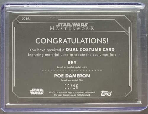 2020 Masterwork Dual Costume Relic of REY and POE DAMERON Purple 5/25 - Picture 3 of 3