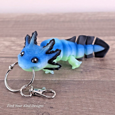 Mini Axolotl Keychain 3D Printed Articulated Flexi Fidget Desk Pet Bag Charm