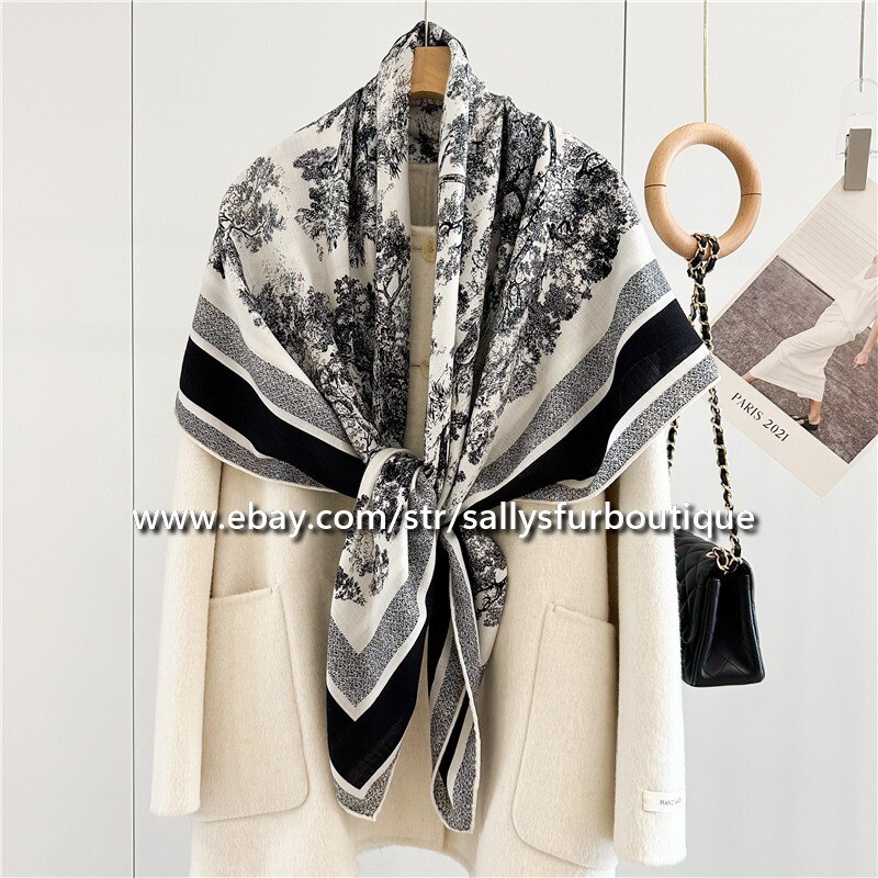 Sallys 70% Cashmere & 30% Silk Stole Jungle Print Double Face Scarf Shawl 53