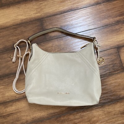 Michael Kors Aria Pebbled Cream Leather Large Convertible