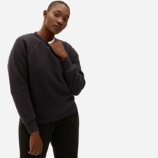 Everlane The ReNew Fleece Raglan Sweatshirt in Black Small New Womens Teddy Sher