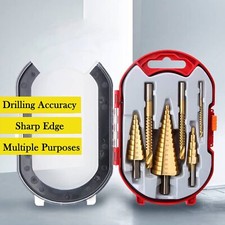6PCS HSS Step Drill Bit Large Cone Titanium Bit Set Metal Hole Cutter With Box