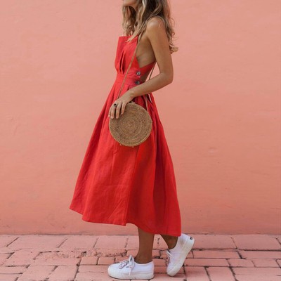 sexy red midi dress