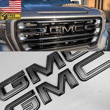 New Front & Rear Emblem Black Kit for 2019 - 2024 GMC Sierra 1500 2500HD 3500HD