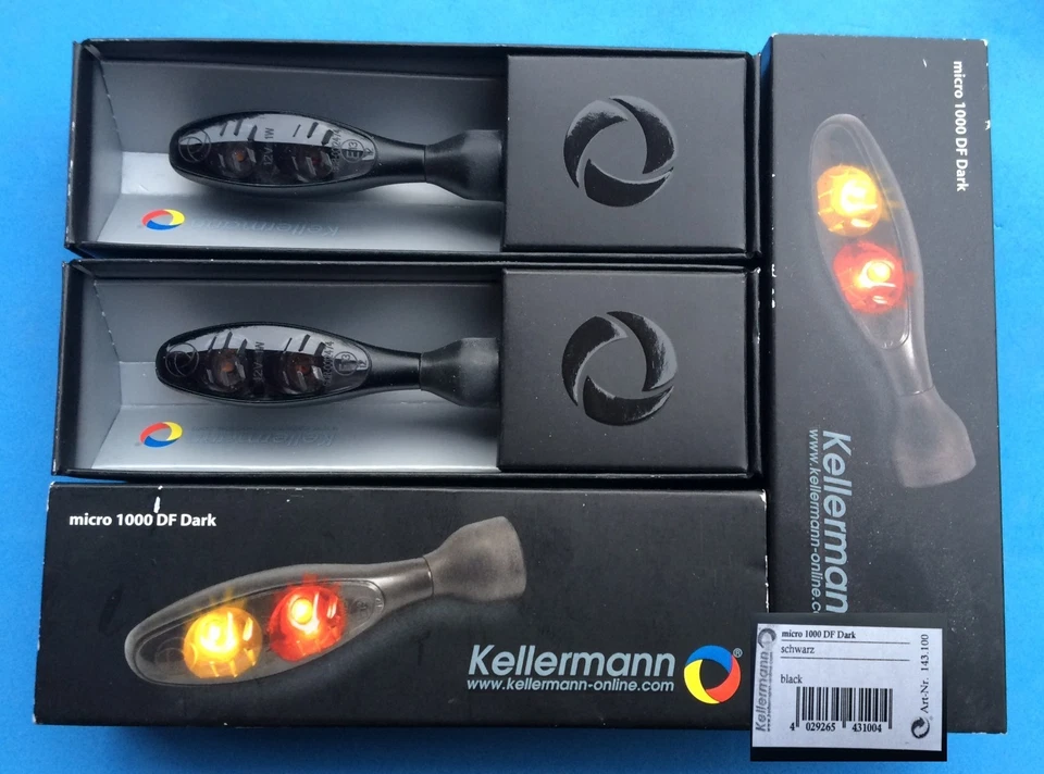 2x Kellermann Clignotant Micro 1000 DF Dark LED 143.100 Noir ECE - Photo 1/1