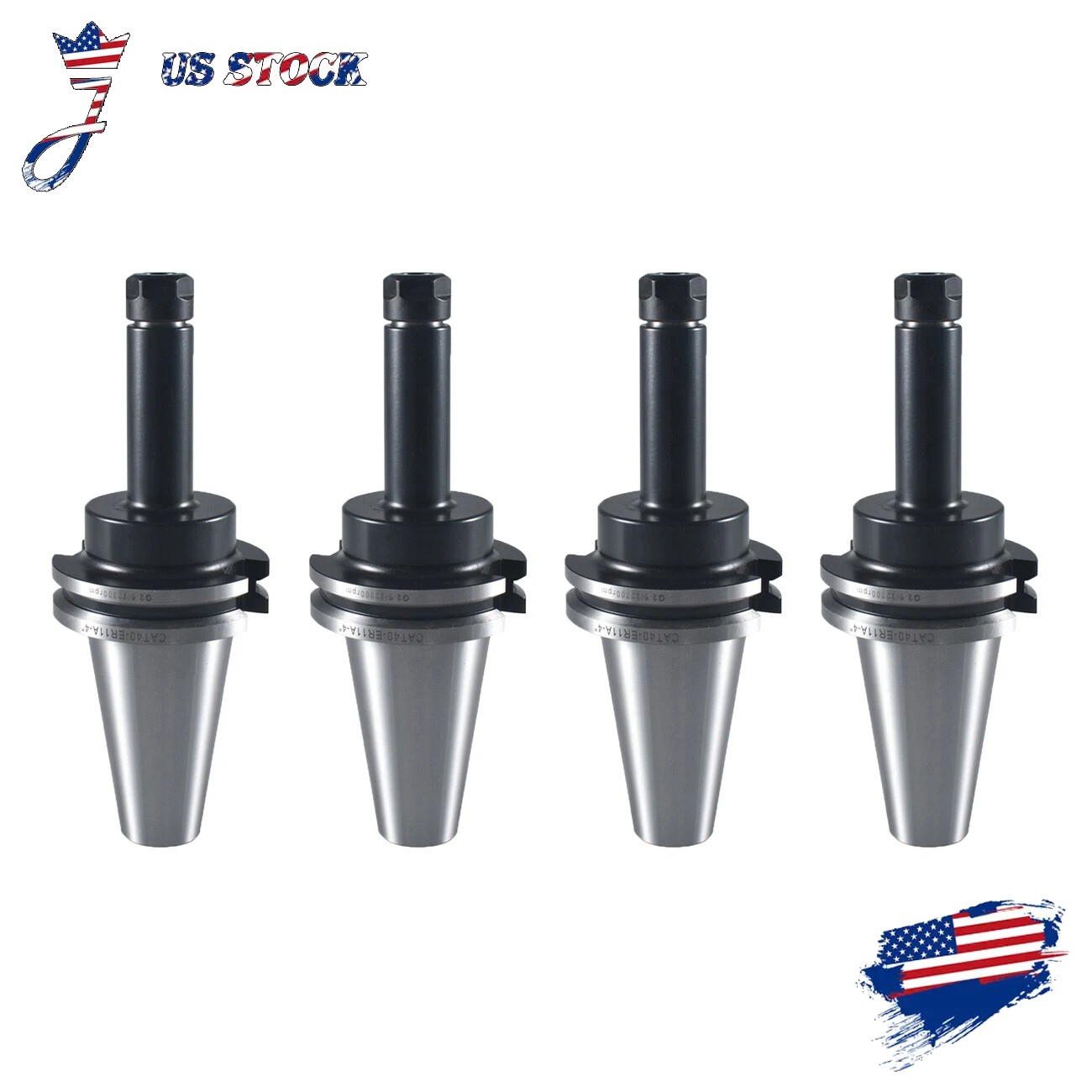 4Pcs CAT 40 ER11 4" Collet Chuck Tool Holder Balanced G2.5 20000RPM CAT40