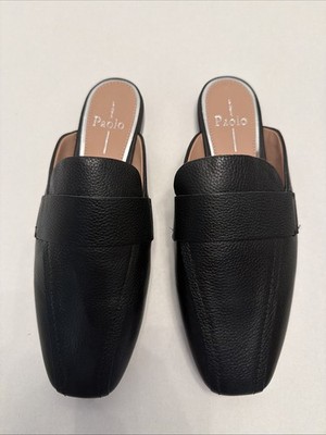 Linea Paolo Annie Loafer Mule Black Leather Flat SZ 7 High Quality Luxury Shoes