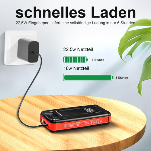Power Bank 27.000 Mah, 22.5 W PD 3.0 QC 4.0 Carga Rápida Powerbank Con Linterna - Imagen 4 de 12