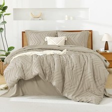 Queen Size Comforter Set with Sheets - 7 Pieces Queen 90"x90" Light Hazel