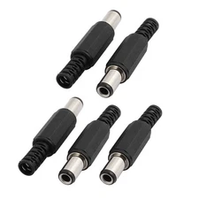 5Pcs DIY Plastic Cover DC Power Male Jack Connector Black 6.3mm x 3.0mm