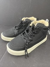 OshKosh B'gosh Boys Black High Top Faux Fur Lace Up Ankle Boots Toddler Size 10