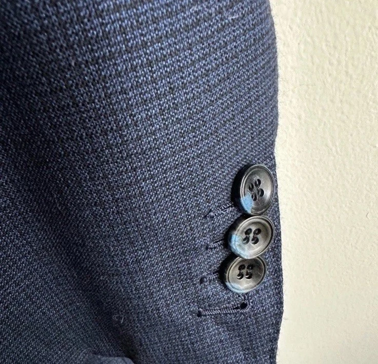 Kiton Navy Micro Check Silk Cashmere Modern Wool Suit US 44 EU 54 MSRP $9,795 - Image 2 of 4