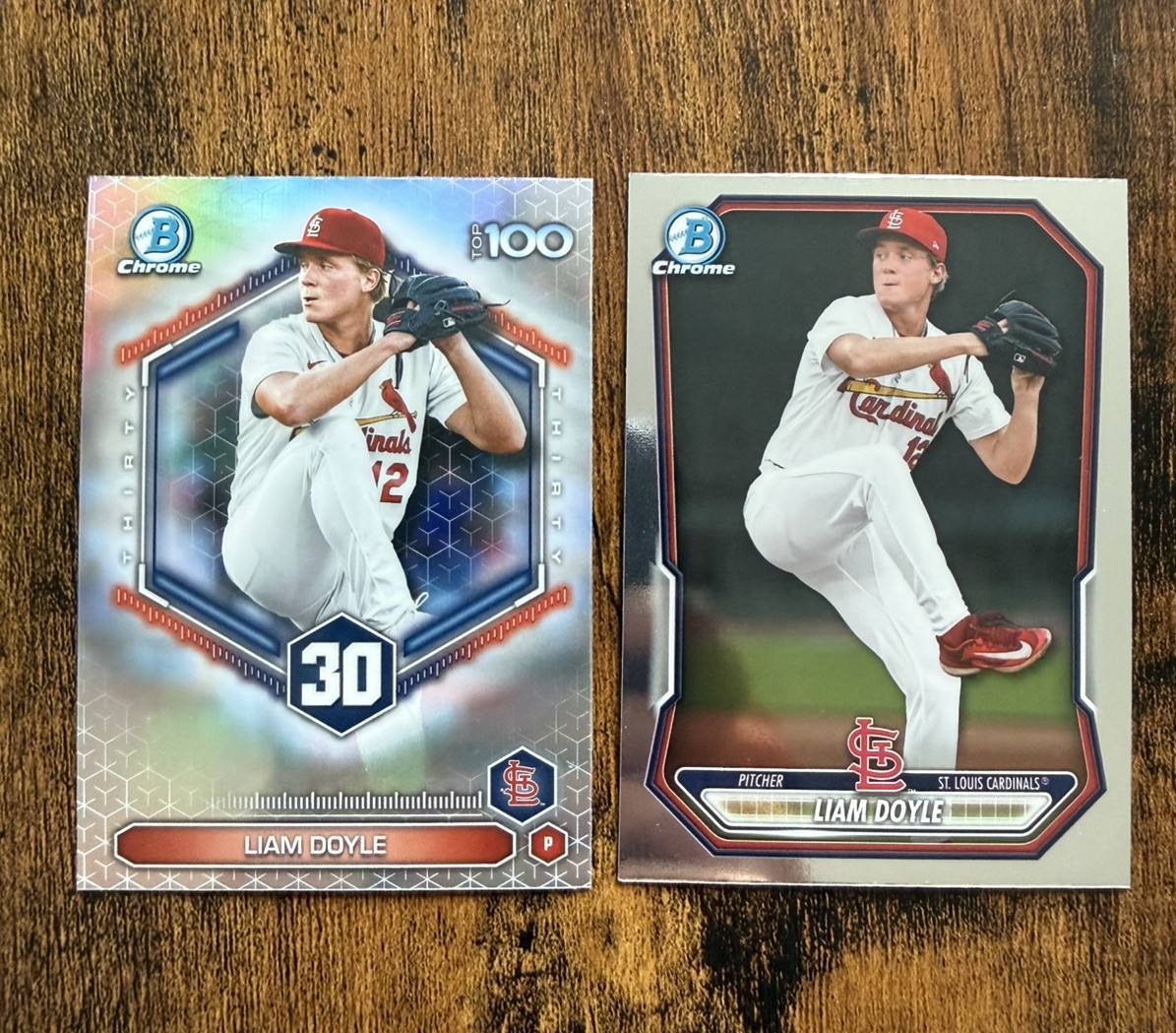 2026 Bowman Chrome Prospects Liam Doyle #BCP-10  #BTP-30 2 Card Lot Top 100 RC