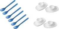 Fackelmann | 12-Tlg. FrüHstüCks-Set | EierlöFfel Blau Mit Eierbecher Weiß | Hoch