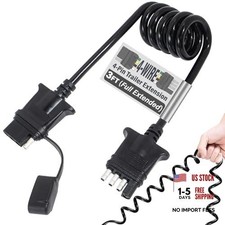 3ft 4-Pin Flat Trailer Extension Coiled Cable 4 Pin Male and Female Wiring