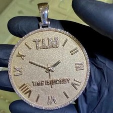 3Ct Round Cut Real Moissanite Men's Custom Letter Pendant 14K Yellow Gold Plated