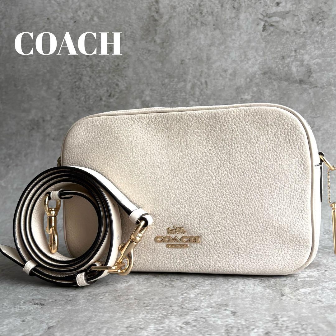 Coach Jess White Leather Camera Bag Crossbody with Charm, Excellent Condition