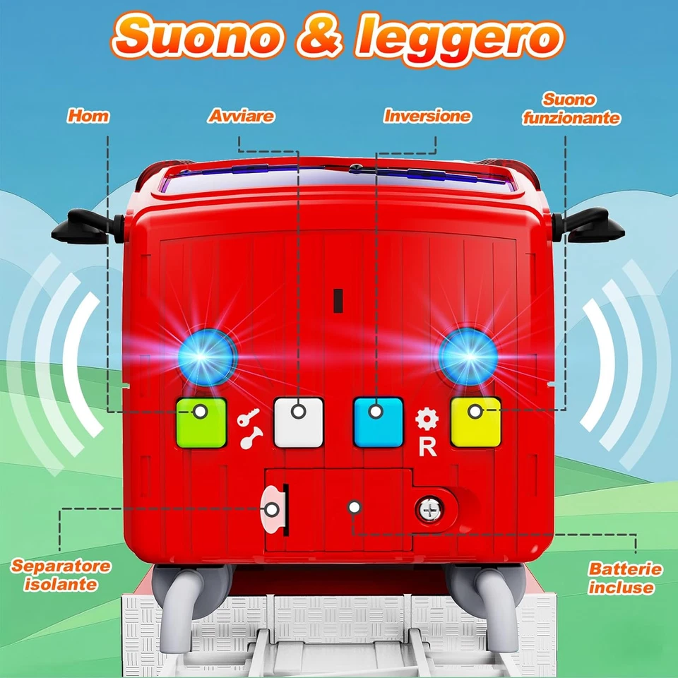 Camion Pompieri Giocattolo, Grande Camion Vigili Del Fuoco Bambini Con Luci, Suo - Immagine 4 di 4