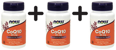 3 x NOW Foods CoQ10, 60mg - 60 vcaps (303,63 EUR/kg)