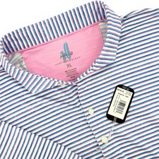Johnnie-O Warwick Featherweight Polo XL Porto Pink Striped JMPO7330 NWT Men