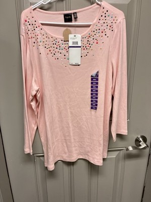 NWT Rafaella Ladies Pink 3/4 Sleeve Jewel Neck Ladies Top - Size Xxl