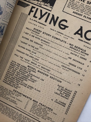 1938 JULY FLYING ACES MAGAZINE ILLUSTRATED FRONT COVER - - Picture 10 of 10