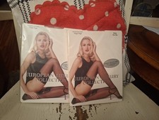 2 Pair Thigh High Stockings European Luxury Collection White  Pebble One Size