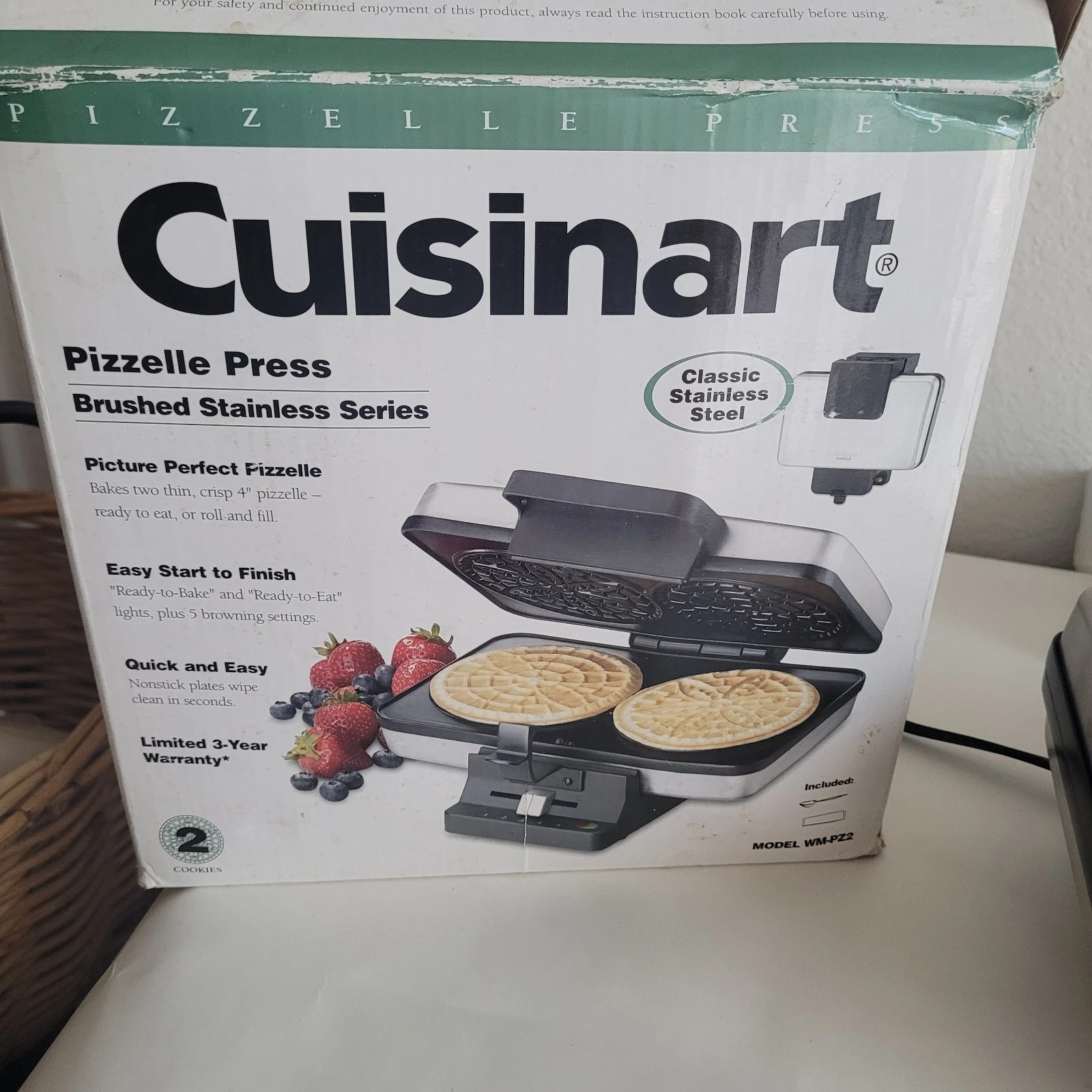 Cuisinart WM-PZ2 Pizzelle Waffle Maker 1000W Nonstick Dual Round Iron W/box
Opens in a new window or