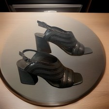 DONALD PLINER Anette Snake Embossed Slingback Block Heel Size 7.5 M