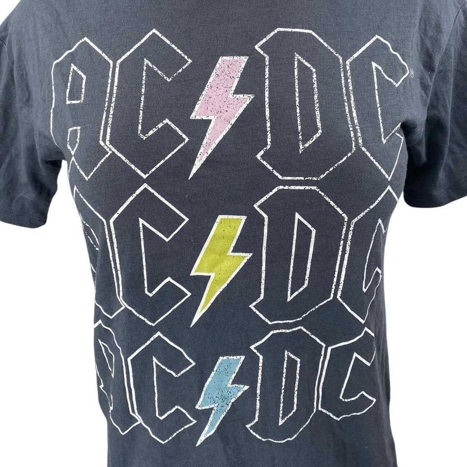 Camiseta básica para mujer AC/DC Rock Band negra manga corta gira de conciertos XS Foto 3 de 4
