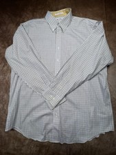 Paul Frederick Mens Dress Shirt 17.5x36 Non Iron 100 Cotton Plaid Button Up